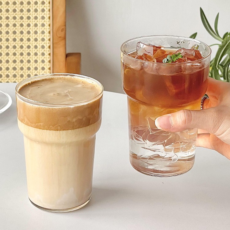 Transparent Iced American Coffee Latte Cup High Borosilicate Glass Simple Thickeneded Single-Layer Cup Breakfast Milk Drinking Cup