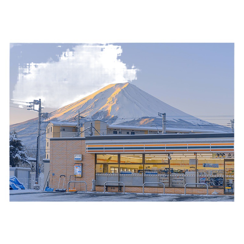 ¡Super agradable! Cartel de decoración de color dulce de paisaje japonés de estilo japonés bajo el paisaje fresco del Monte Fuji