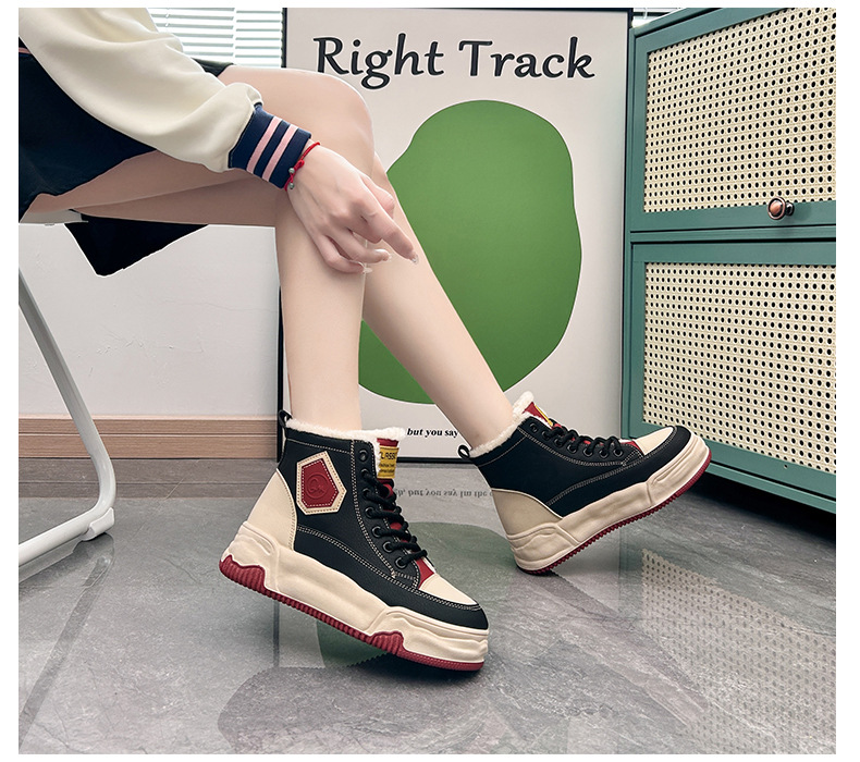 High Top Women's Ankle Boots Plush Lined Winter Casual Footwear_voghion.com