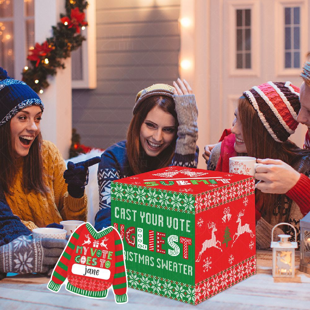Europa y América nueva urna de Navidad de invierno Día de Año Nuevo fiesta suéter feo caja de lotería FIESTA DE Navidad suministros