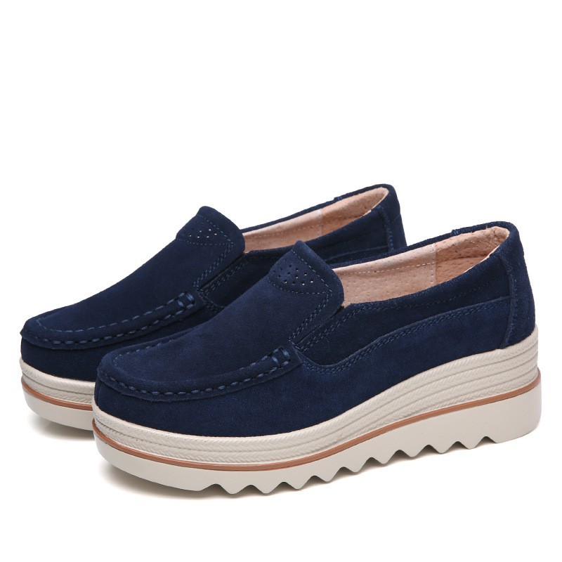 Zapatos de plataforma nuevos de primavera 2018 para mujer, zapatos sin cordones con suela gruesa, zapatos casuales de cuero suave para mamá, zapatos de talla grande