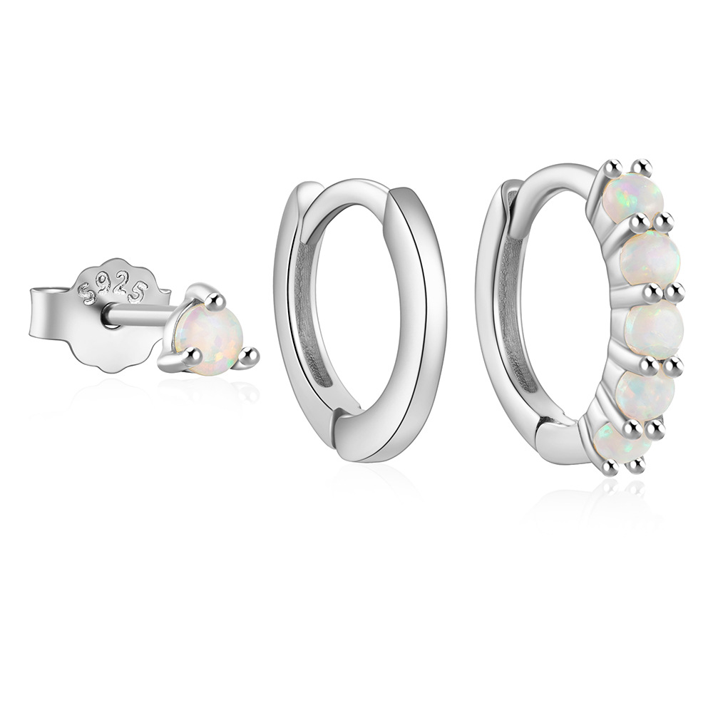 4g Weight Zircon Inlay Material Earrings Classification 3 Pieces Set Quantity Daily Occasion 925 Sterling Silver Material Geometric Pattern Women's Gender Plating, Inlay Design Simple Style Style 3 Pieces Set 925 Sterling Silver Zircon Geometric Earrings 99
