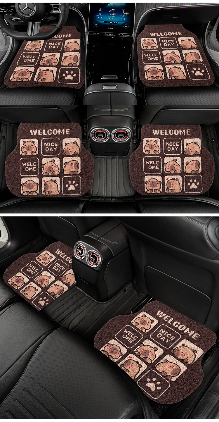 General Motors Floor Mats for Girls, Cartoon Cute Car Interior Mud Scraping Foot Mats, Wire Rings, Non-Slip and Anti-Dirty Floor Mats