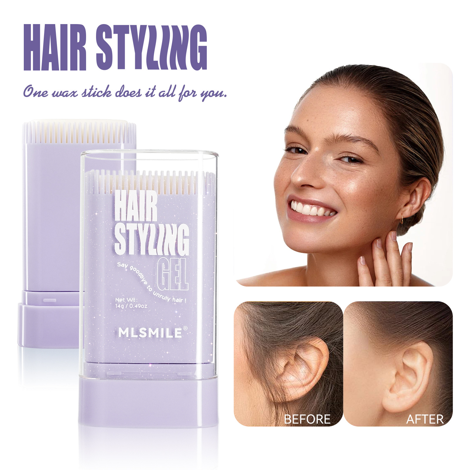 Cross-Border Hair Comb Paste, Amazon's Popular Anti-Frizz Hair Styling Artifact, Braiding Styling Wax Stick