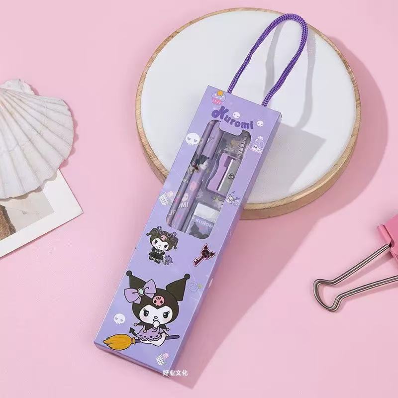 Juego de papelería portátil Kuromi de 5 piezas.