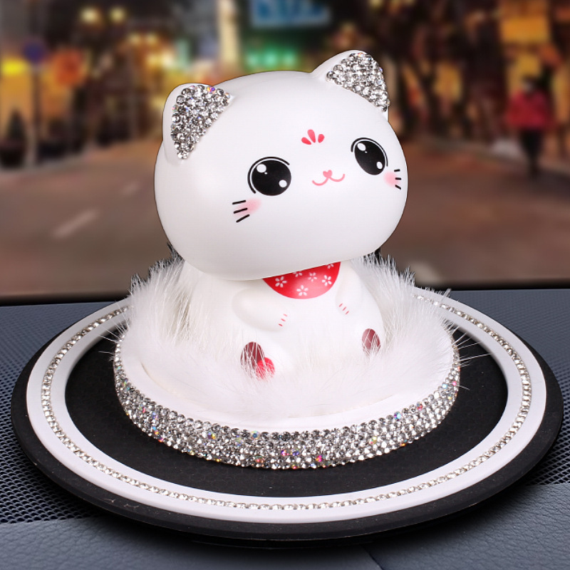 Joyas de automóviles adornos solares agitación de cabeza gatos en línea en el automóvil adorable creativo artículos de decoración del automóvil