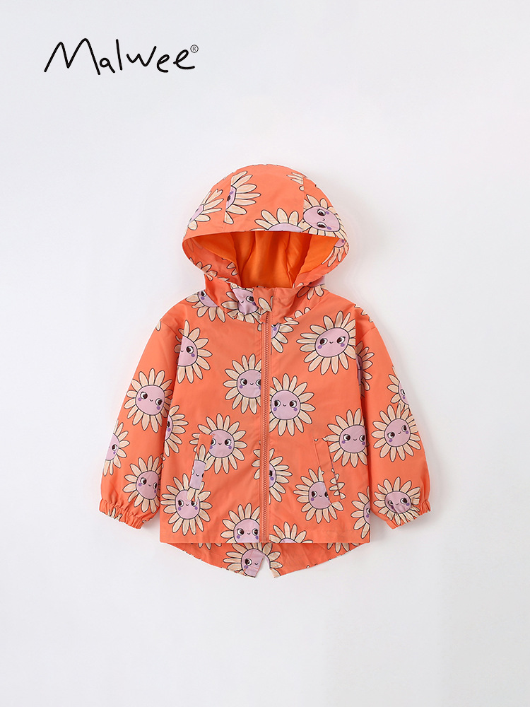 Malwee niñas abrigo abrigo otoño y invierno nuevo estilo europeo y americano ropa infantil con cremallera encapuchada ropa infantil de manga larga