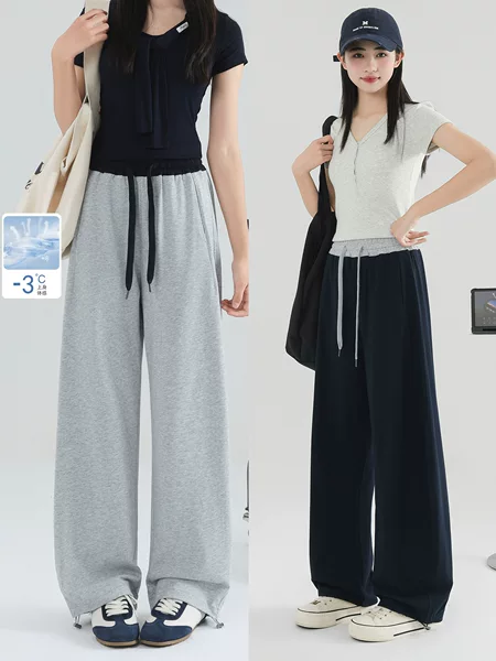 Girls' Thin Pants 2026 Summer New Style Junior High School Students' Sports Casual Pants Loose Long Pants for Teenagers