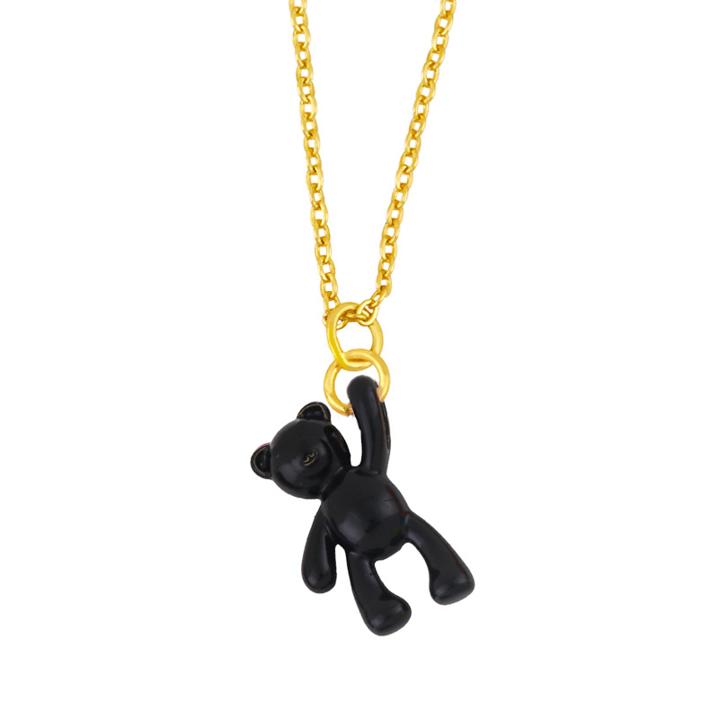 Wholesale Simple Solid Color Bear Pendant Copper Necklace Nihaojewelry display picture 6