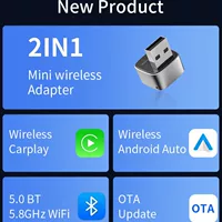 Беспроводной автомобильный адаптер CarPlay и Android Auto, двухпортовый адаптер для беспроводного подключения