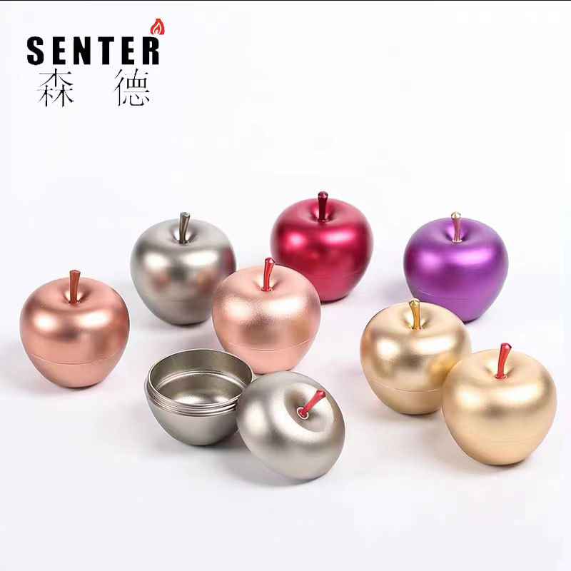 钛铝合金迷你苹果茶叶罐烟灰缸金属罐首饰盒便携精致茶叶罐LOGO