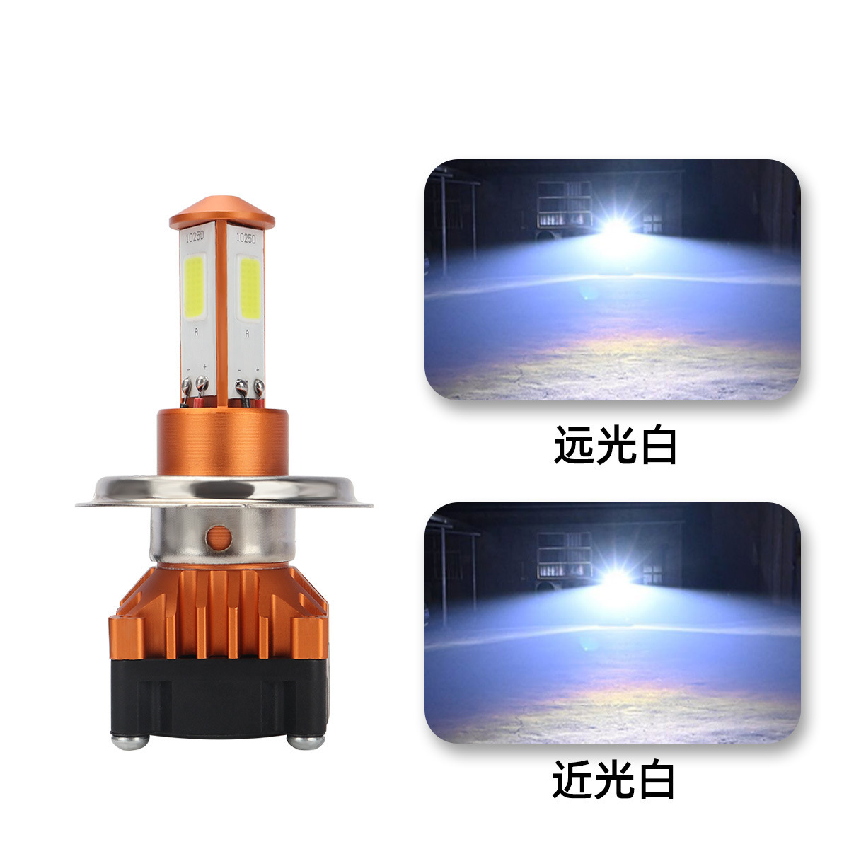 Motorcycle LED Headlight Three-Sided H4 White Motorcycle Spotlight