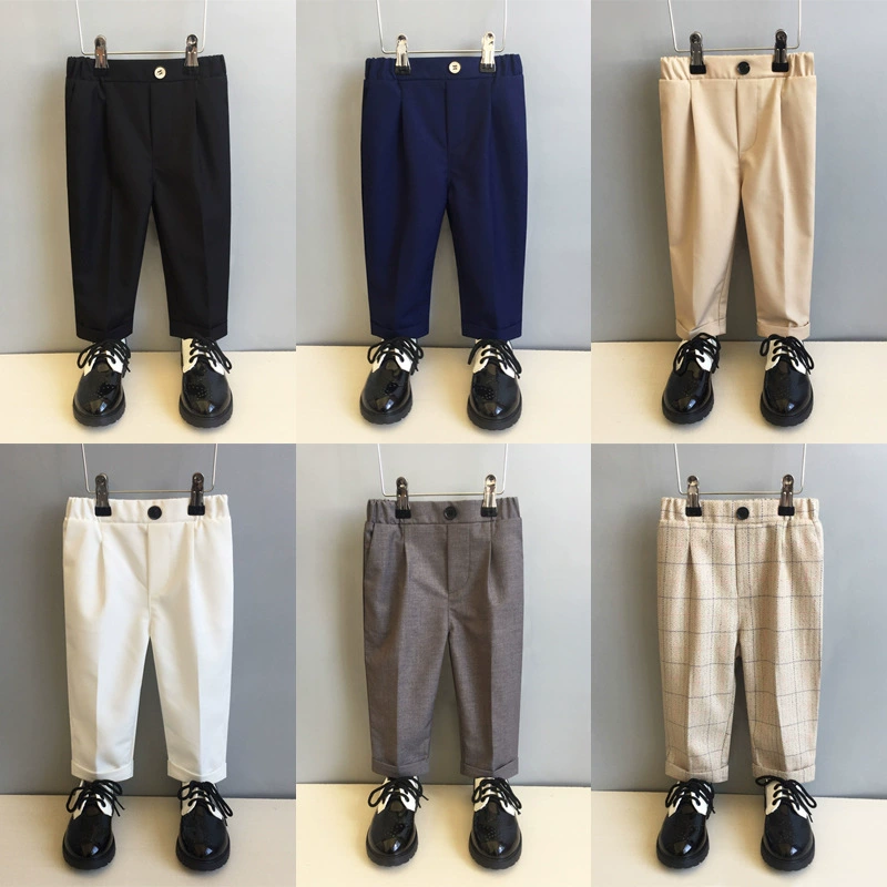 Детские брюки для мальчиков Черные брюки для школьников средней школы Брюки для выступлений Весенние и осенние повседневные брюки Хаки Красивый