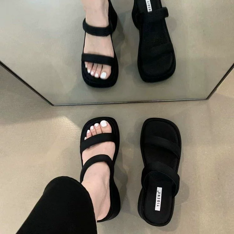 Модные slip‑on‑sандалии с ремешком для подростков, простой и изящный дизайн