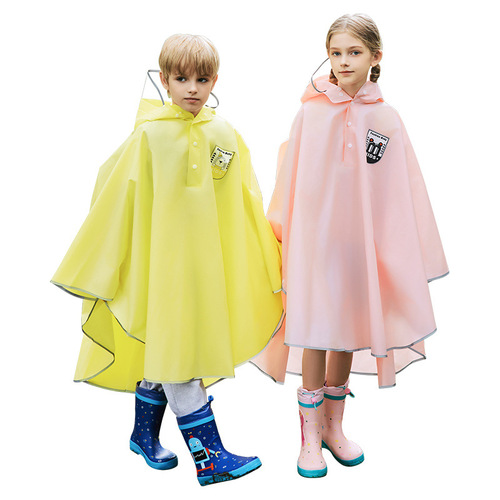Children's raincoat with hidden bag bits, battery car riding rainproof clothing, thickened waterproof long poncho for middle and large children going to school