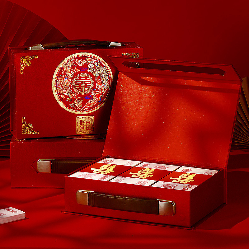 彩禮箱錢盒子結婚回禮用品禮金訂婚箱聘提親禮盒金盒禮袋定婚