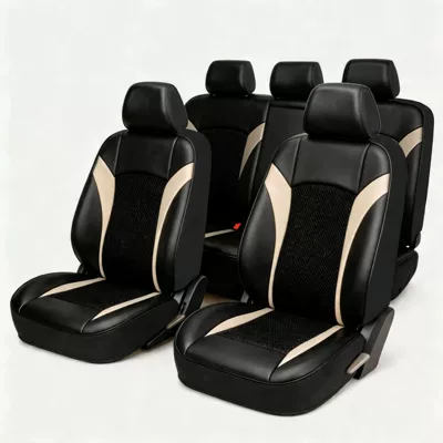 Universal seat cover, car seat cushion, single-person car - mesh-type-b-black-and-beige-color-the-vehicle-has-five-seats