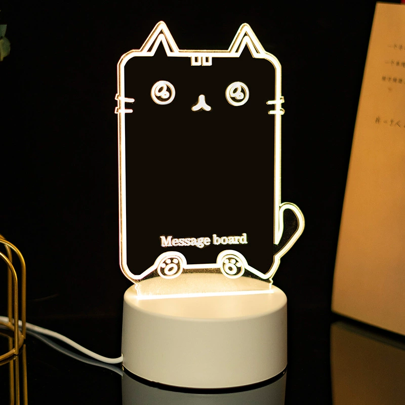 3D acrylic erasable night light, 4 W, USB, customizable acrylic panel and logo-capable base