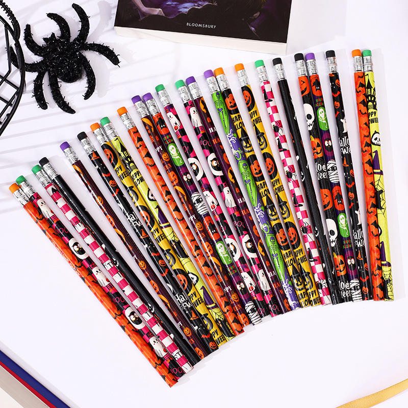 漫画高颜値ゴム付き鉛筆子供省力かわいい円形棒鉛筆ハロウィーン袋HB鉛|undefined