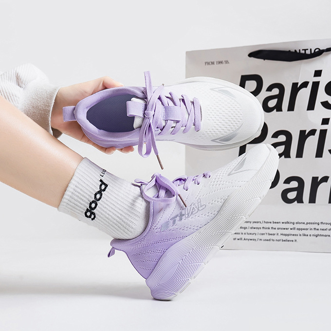 Nuevos zapatos deportivos pareja de zapatos de carreras para mujeres con suela gruesa transpirable zapatos de tejido para jóvenes zapatos casuales F8870 mujeres