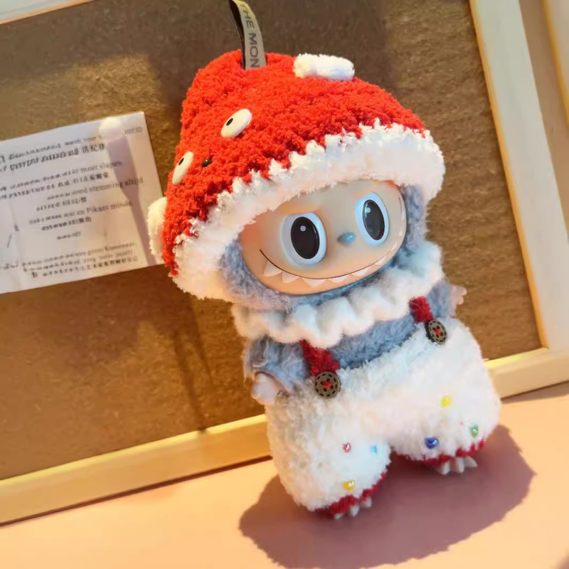Labubu First and Third Generation Doll Clothes 17cm Heart-Warming Macaron Vinyl Face Labubu Doll Outfit for Changing and Dressing up