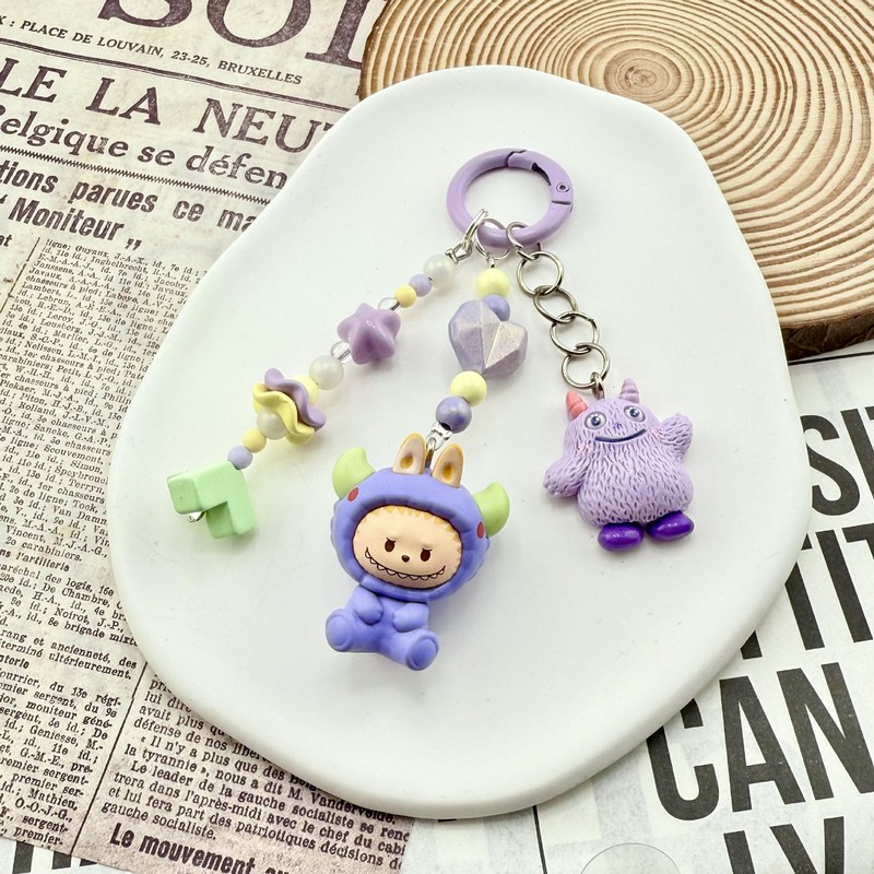 本物の POP MART かわいいパジャマパーティートーストキーホルダーペンダントストラップ携帯電話ロープ|undefined