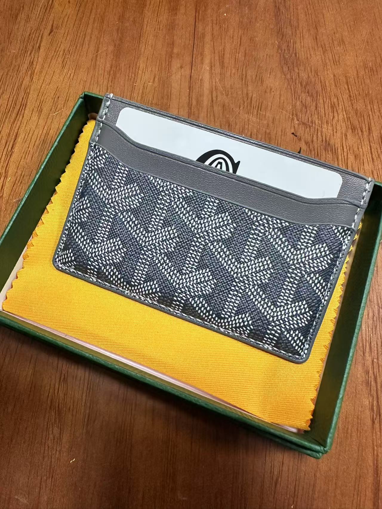 Tarjetero Goyard, tarjetero ultrafino de cuero genuino clásico para hombre, tarjetero de almacenamiento para mujer, tarjetero universal