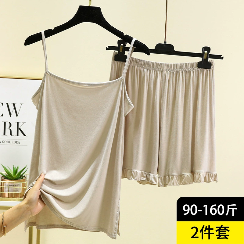 Pijama, summer set sleevless for leisure, simple and elegant design, lifting effect, plus size