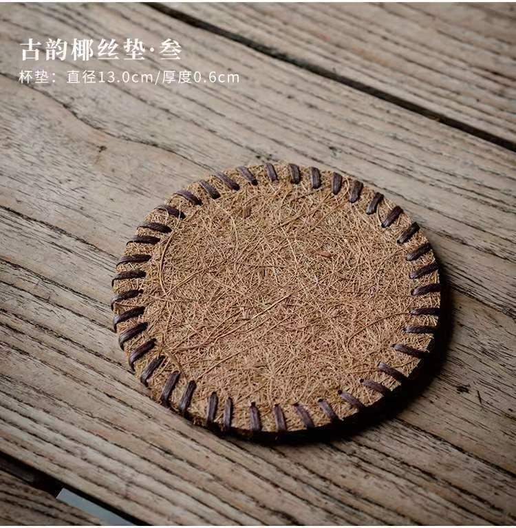 Natural de coco montaña de seda de palma de coco estera de té especial Mane estera tetera almohadilla aislante juego de té accesorios taza de té taza redonda titular de la taza