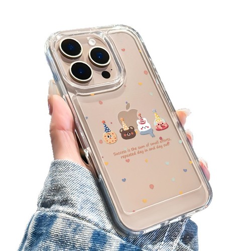 Suitable for Apple iPhone 16 Pro Max Case iPhone 15 Cute Ins High-End Cartoon Transparent Full Space Case