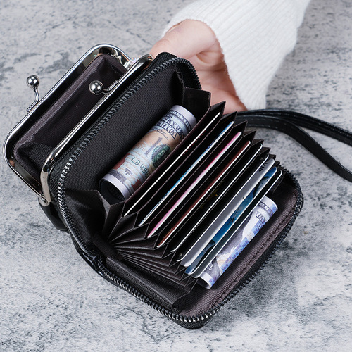 New Wallet Women's Fashion Wrist Strap Short Coin Purse Large Capacity Coin Clip Bag Multi-Card Slot Card Holder Wallet