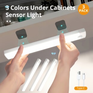 3Pack Motion Sensor Cabinet Light 3 Color Temperature Cross-Border