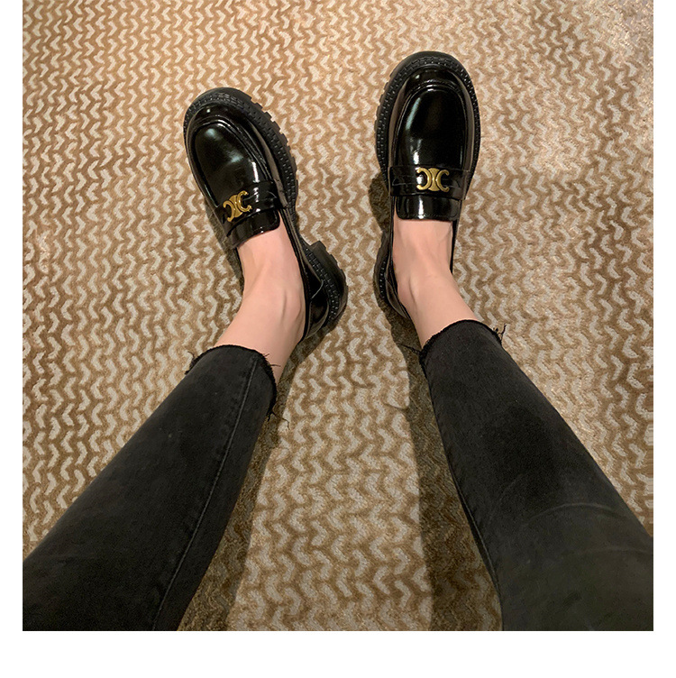 葡萄妈Studiolee英伦风小皮鞋女小金扣圆头一