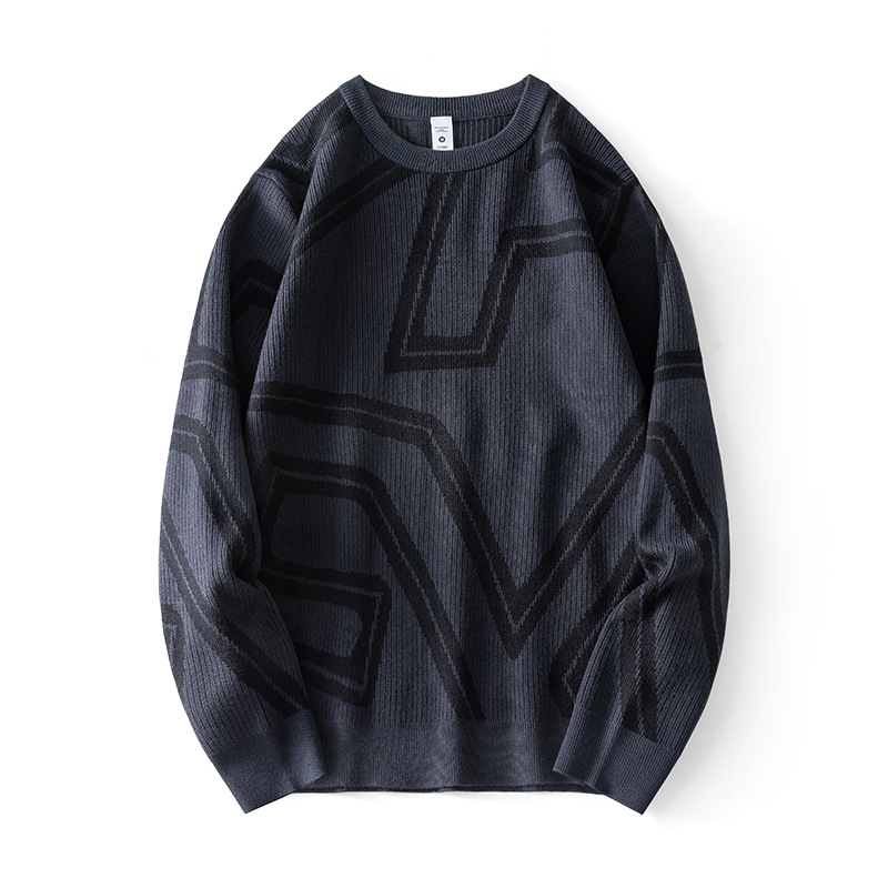 2025 invierno nuevo suéter de hombre vintage marca de moda cuello redondo chaqueta engrosada camisa de punto