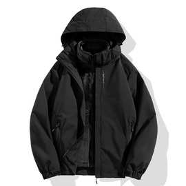 三合一银狐绒男女情侣可拆卸两件套加绒加厚登山服外套纯色冲锋衣