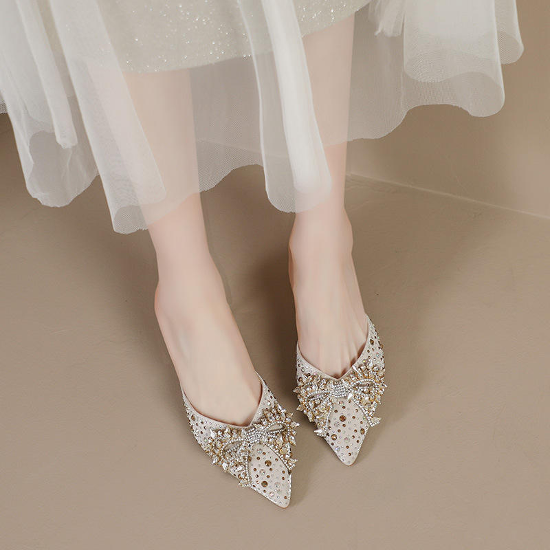 Arco de diamante zapatillas de tacón alto zapatillas de moda de verano, zapatillas de tacón delgado, estilo francés, zapatillas de mujer. image 5