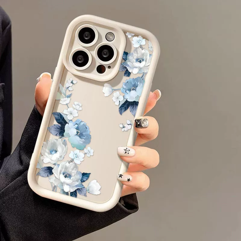 Чехол для телефона, совместим с iPhone16, матовый, с цветочным рисунком, 15