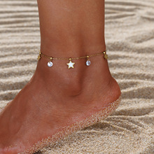 东莞不掉色钛钢首饰品日韩跨境星星简约高级感不锈钢18K金脚链女