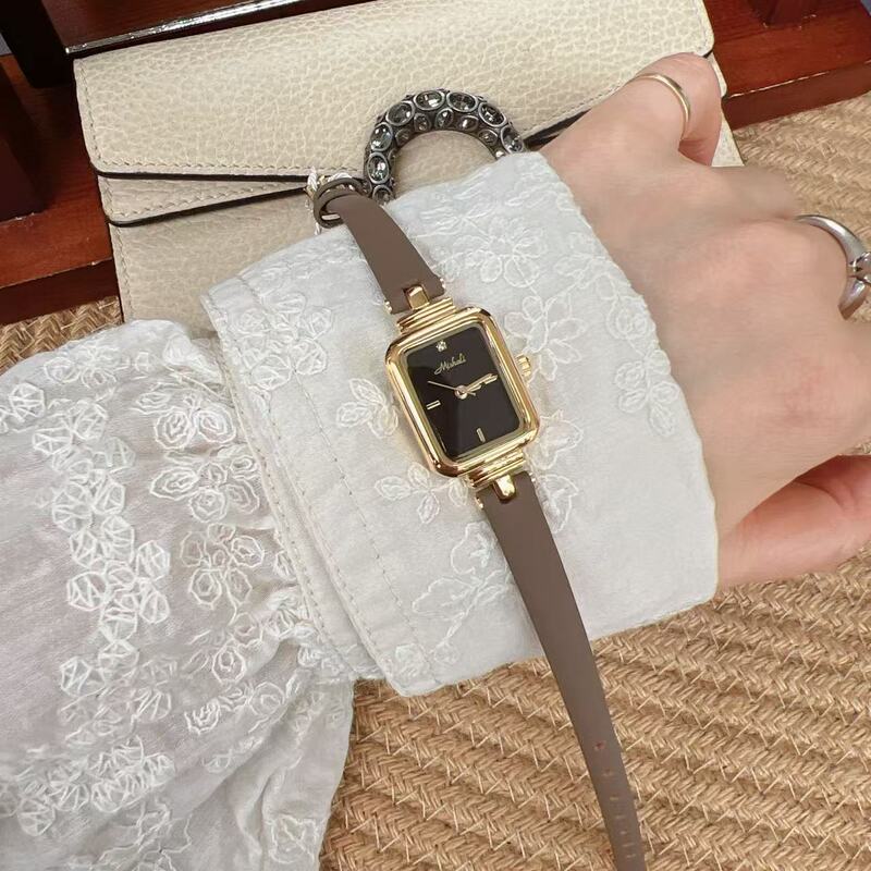 Milisa New Rectangular Belt Watch Women's Light Luxury Small Gold Watch Retro Simple Small Cross-border Foreign Trade