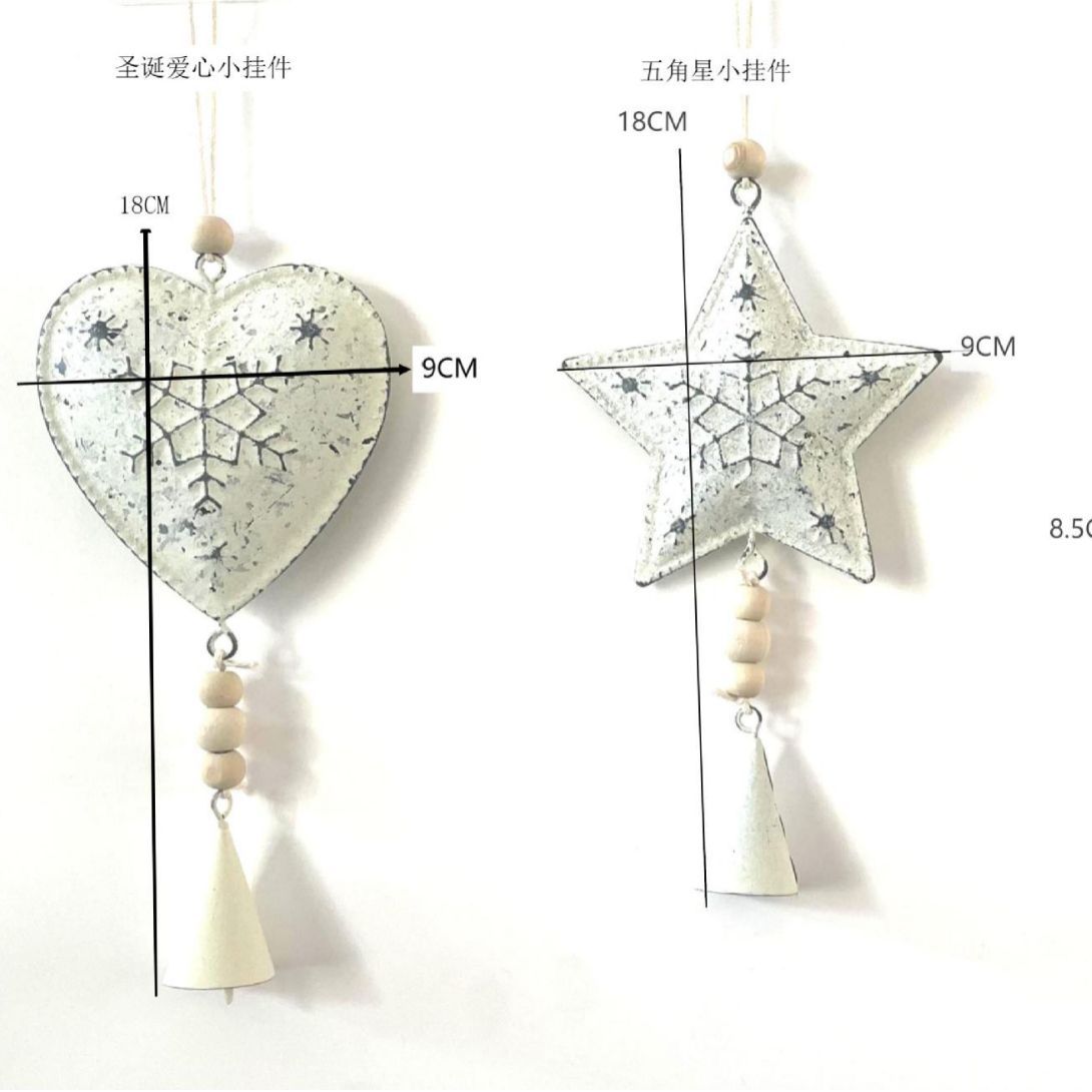 Navidad colgante metal artesanía colgante decoración del hogar vacaciones estrella de cinco puntas amor adornos de madera carillones de viento Decoración