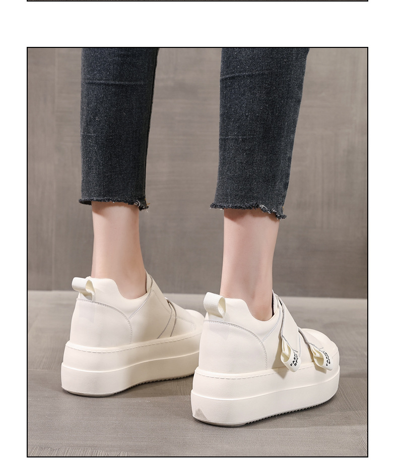 Giày sneaker nữ đế dày Velcro dáng nhỏ, phối màu be — Màu be chi tiết 16