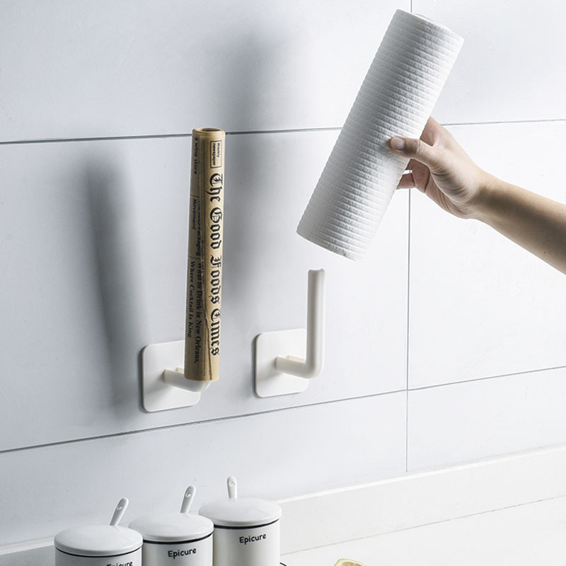Kitchen Paper Towel Holder, No-Drill Hook, Storage Rack for Plastic Wrap and Bags, Paper Roll Holder, Oil-Absorbing