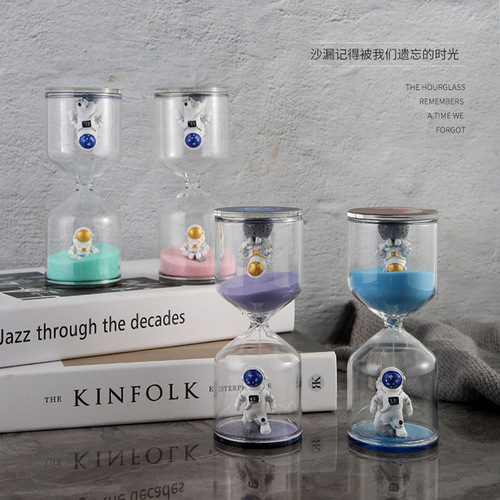 Creative astronaut hourglass timer quicksand ornaments astronaut desktop crafts decoration time hourglass gift