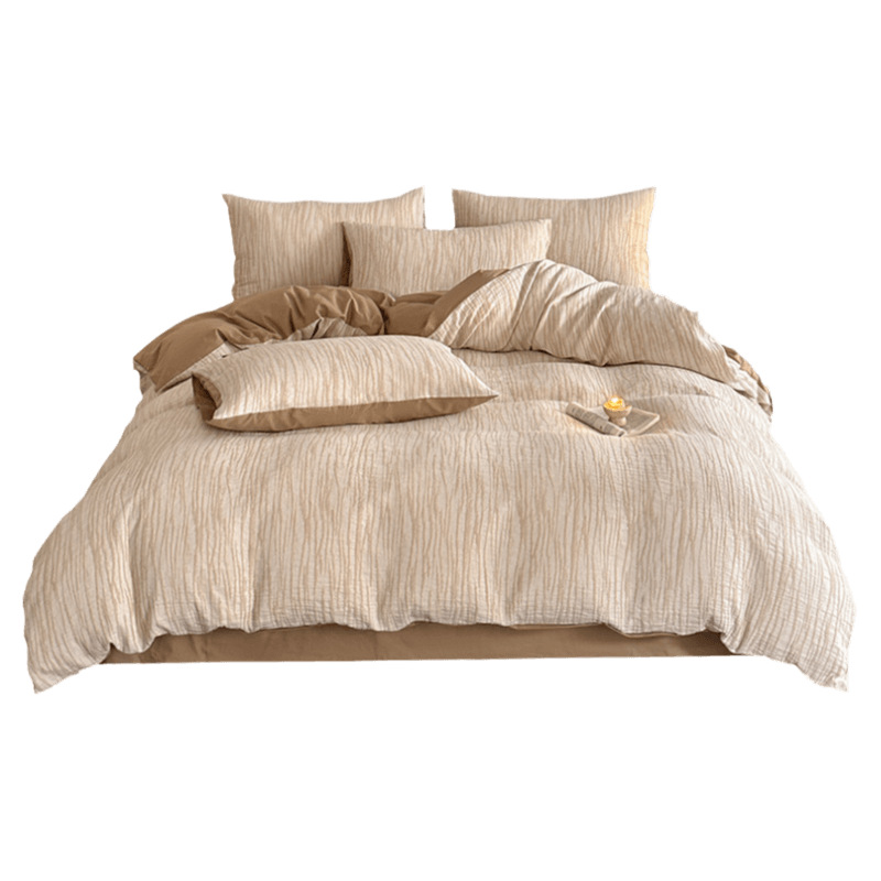 Cama de algodón de hilo de tres capas de lujo ligero de cuatro piezas de algodón puro 2024 nuevo hilo de doble capa simple funda de edredón de sábana