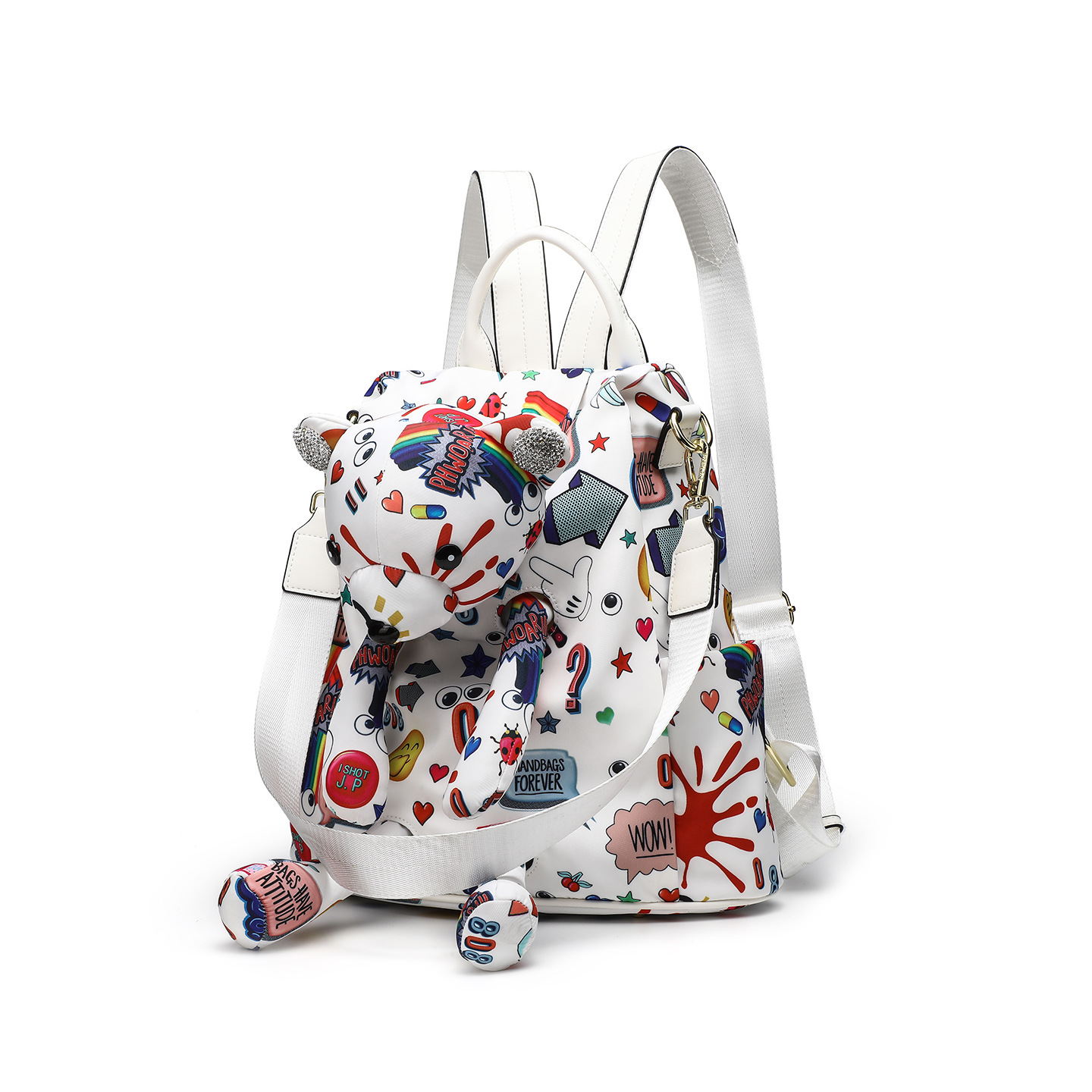 Mujeres de gran capacidad de viaje bolsas personales de nylon impermeables personales oso mochila suave de moda 2885 #