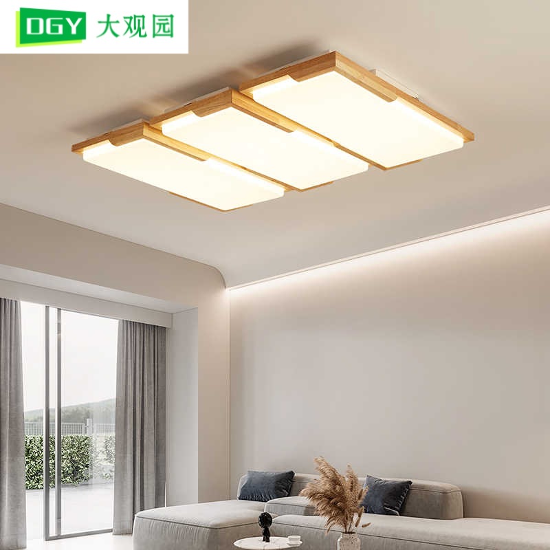 Gran vista de jardín lámpara de sala de estar simple estilo japonés lámpara de sala de estar principal estilo chino de madera lámpara de dormitorio lámpara zhongshan 176L
