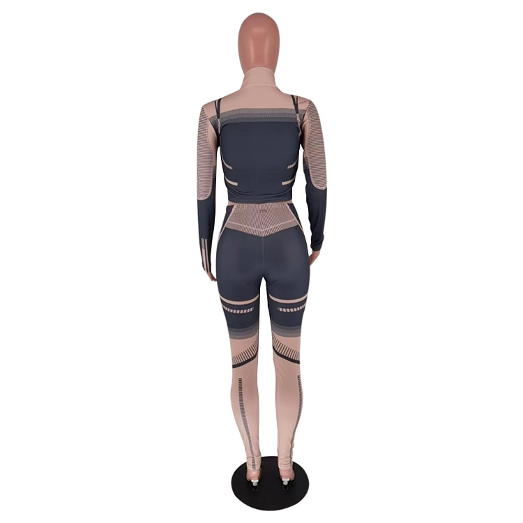 315g Weight Long Sleeve Sleeve Length Spandex, Polyester Fabric Type Pant Co-ord Set Sets Type 2 Pieces Set Quantity Sports Occasion Standing Collar Neckline Sports Function Skinny Fit Type Geometric Pattern Autumn Season Women's Gender Sports Style Sports Women's Sports Geometric Spandex Polyester Pant Co-ord Set Pants Sets 27