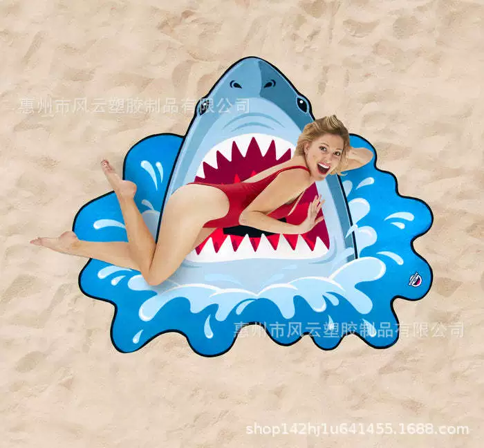 Трансграничный новый коврик для распыления воды с акулой, мультфильм, детское пляжное полотенце, коврик для распыления воды, интерактивный игровой коврик для газона