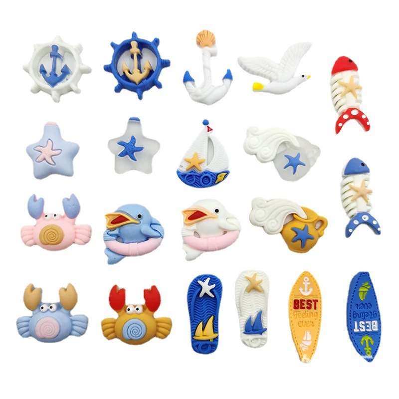 marine cartoon slippers with accessories, phone case, footwear buckle, slime, style, DIY