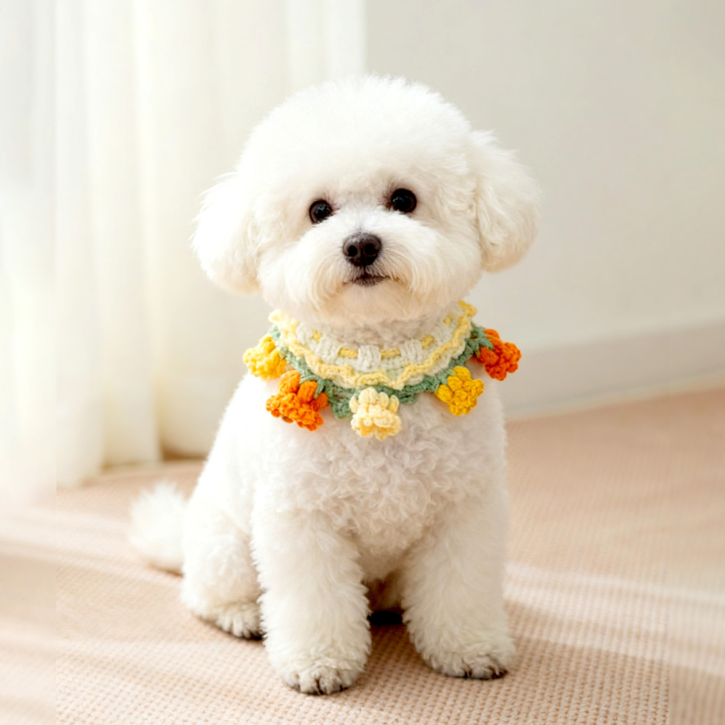 Collar de flores transfronterizas para perros y gatos tejidos a mano para Halloween Año Nuevo bufandas de mascotas para perros pequeños bufandas de saliva